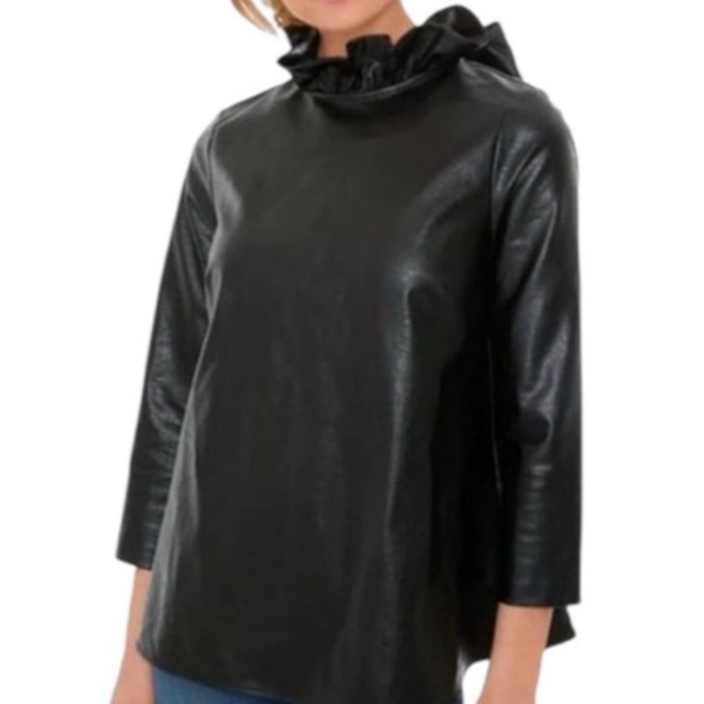 Tuckernuck Faye Faux Leather Blouse NWT